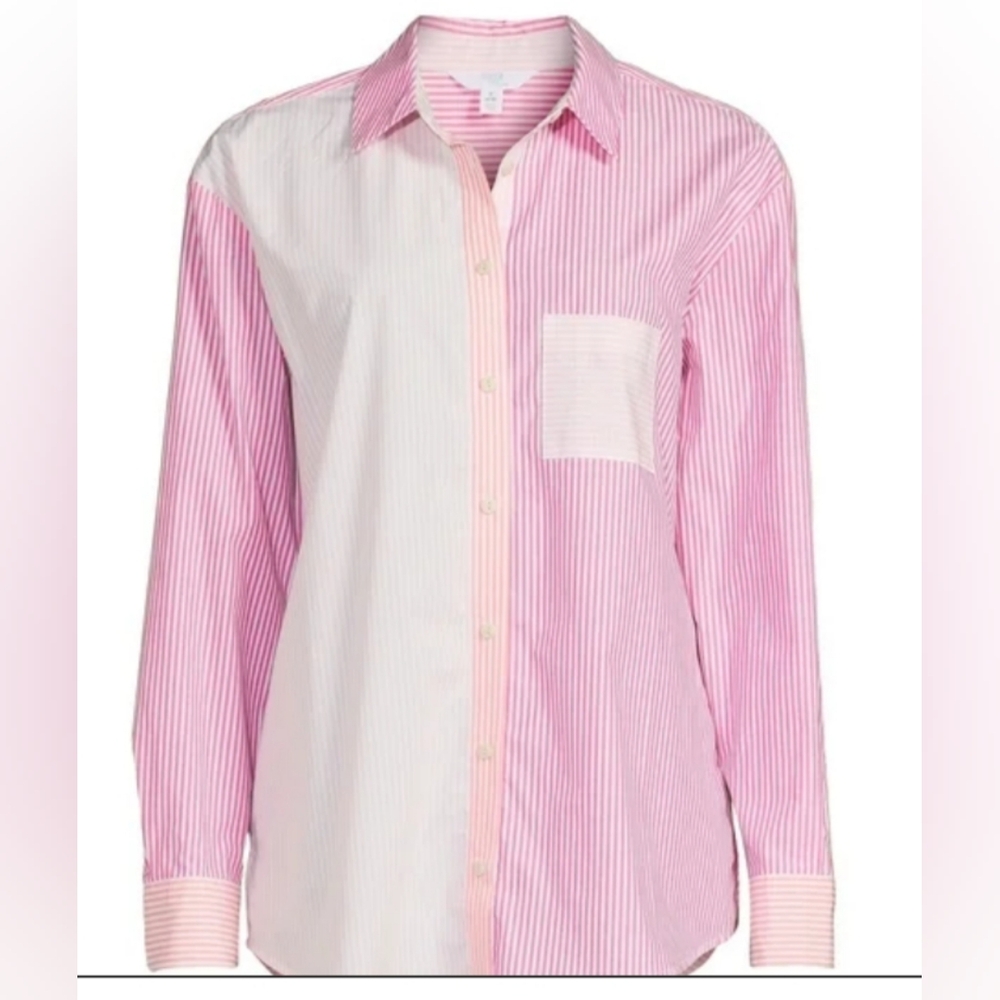 Time & Tru Oversized Button-Down Shirt – XXXL (22) – Pink/White – NWOT - Picture 6 of 10